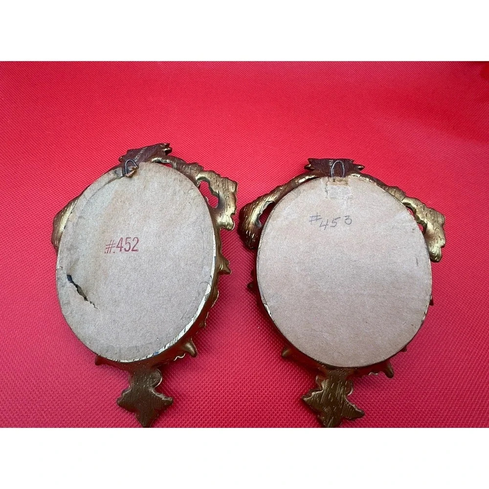2 Vintage Fragonard Porcelain Cameo Framed Victorian Courting Couple Romantic